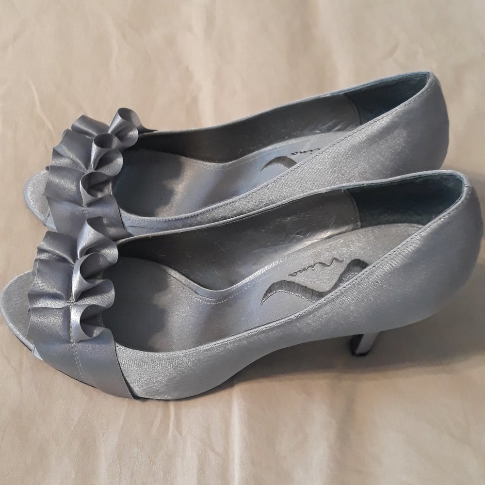 Silver Metallic Nina Dressy Heels, 10